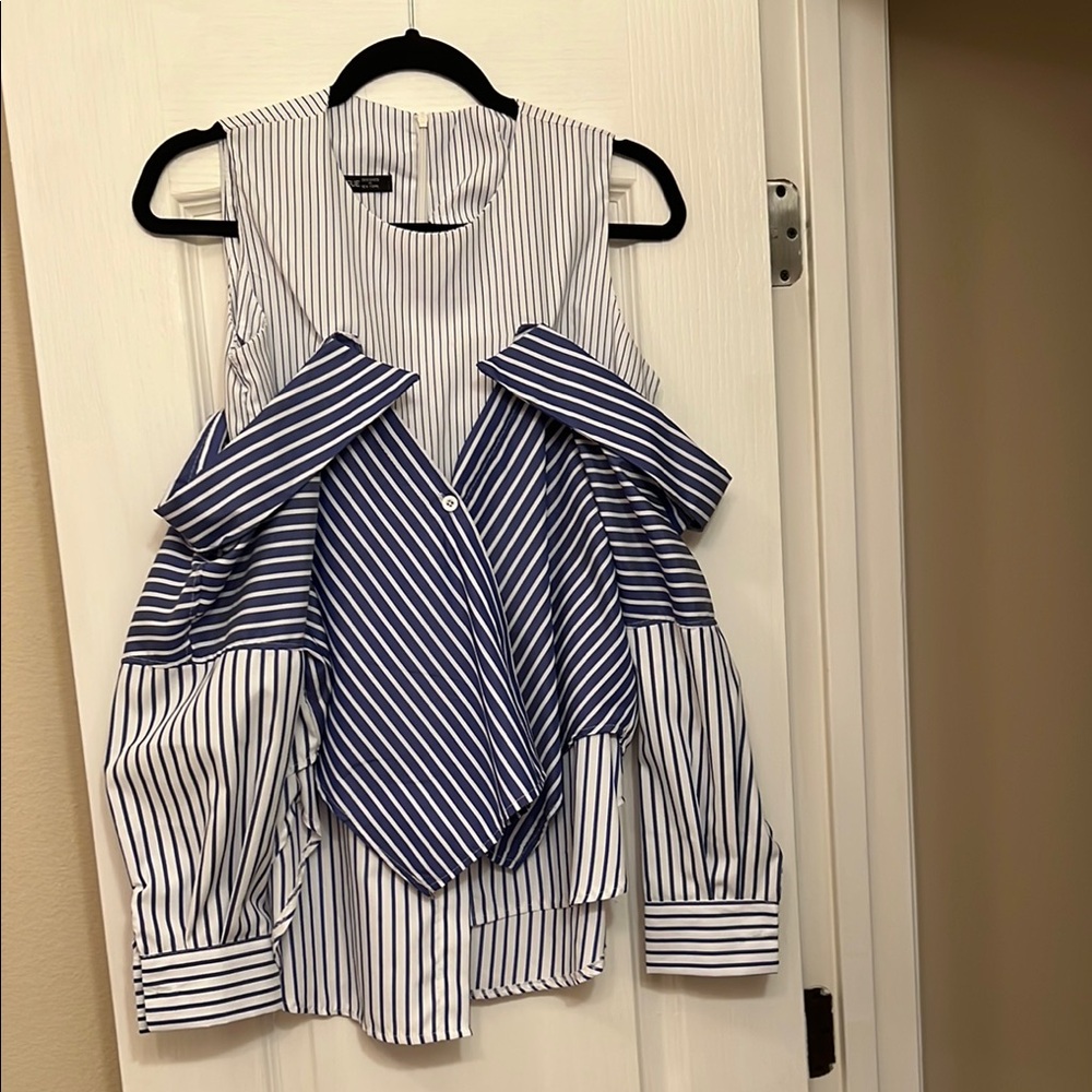 Striped Blue and White Women's Top